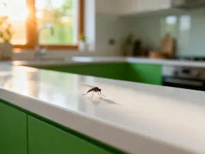 Zbliżenie na rzadką odmianę sansewierii o ozdobnych, żółto obrzeżonych liściach w jasnym, nowoczesnym wnętrzu.