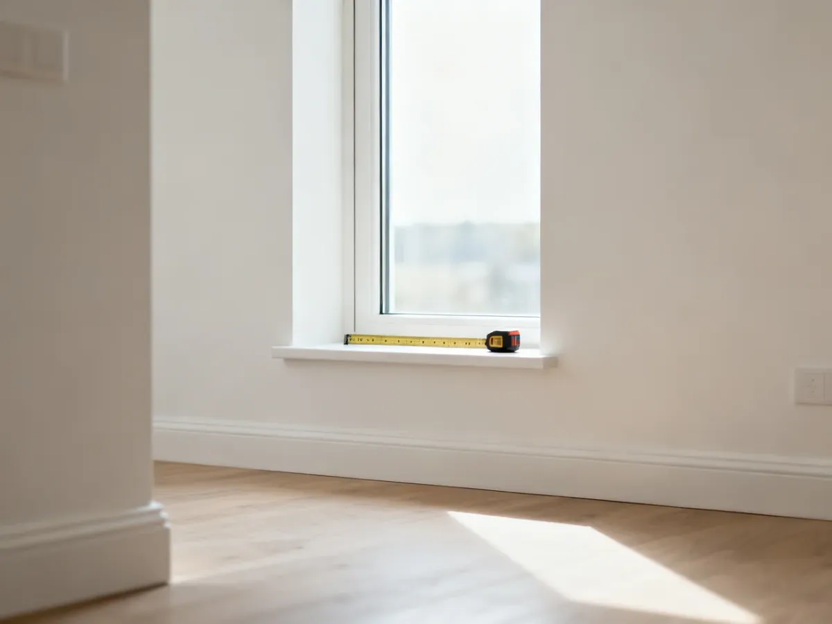 Wewnętrzny parapet standardowego okna umieszczony około 85 cm nad podłogą