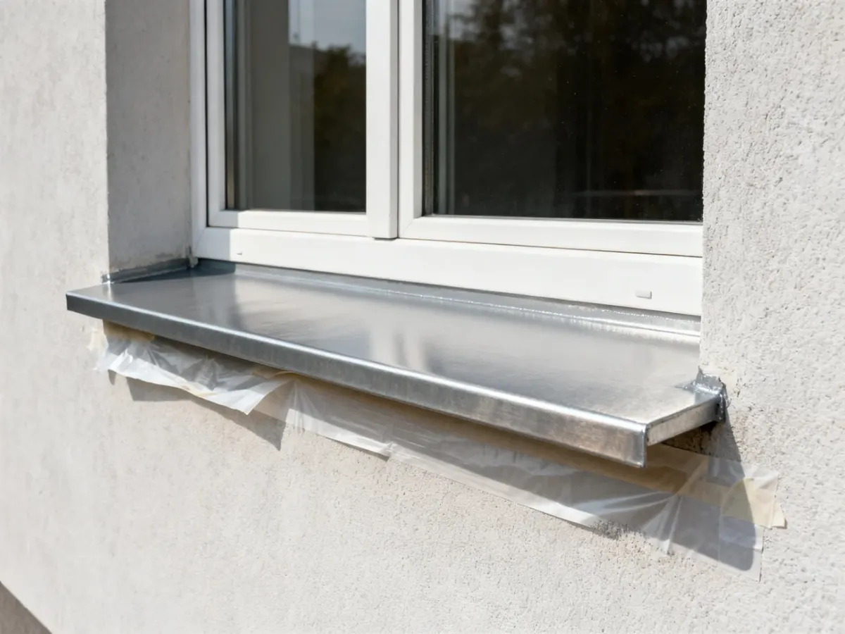 Odnowiony metalowy parapet z równą trwałą powłoką